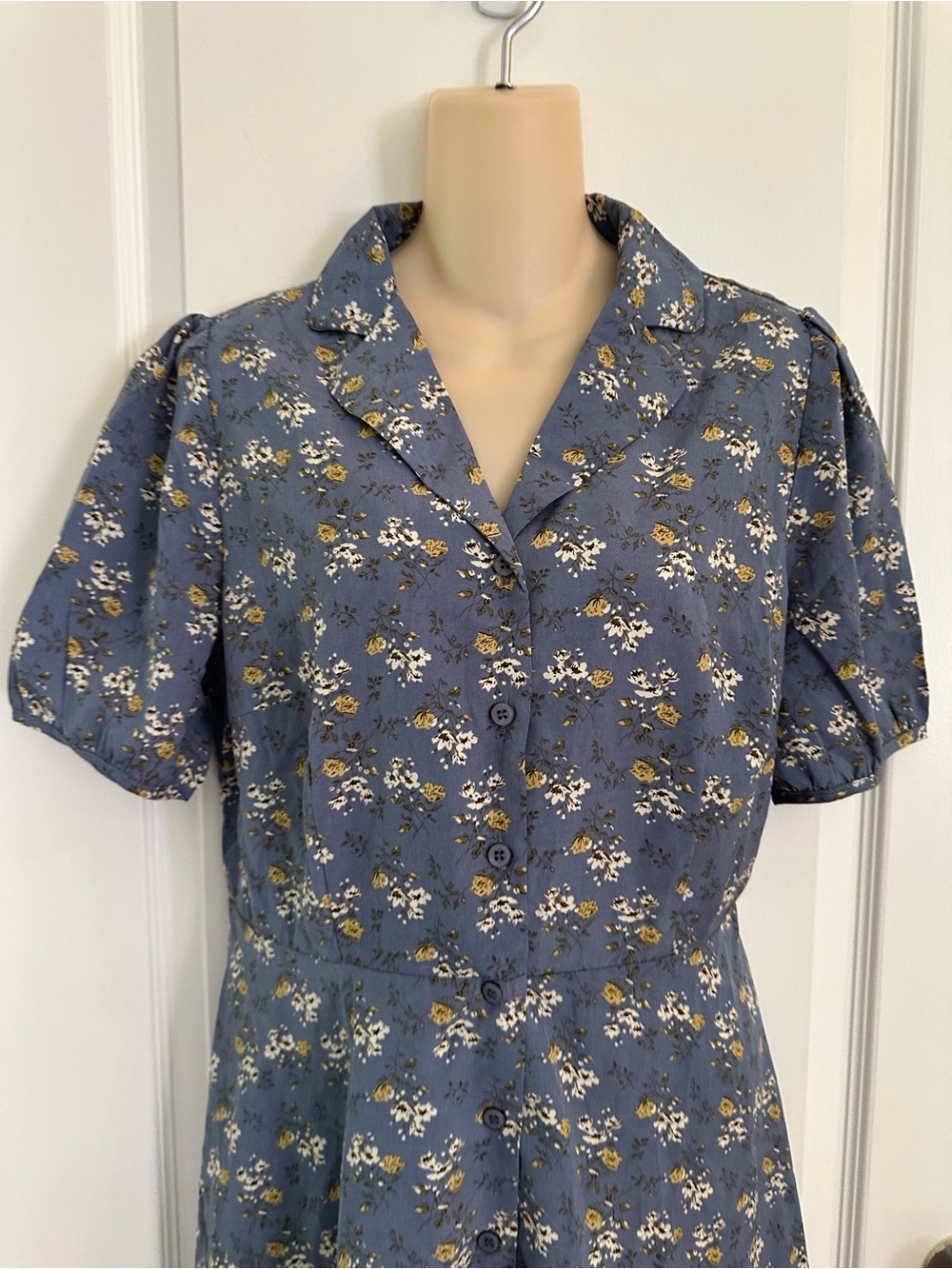 Allegra K Women's Floral Shirt Dress Puff Sleeve Cottagecore NWT - Picture 6 of 13